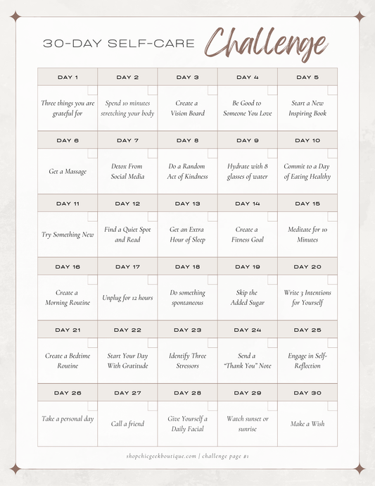 30 Day Self Care Challenge